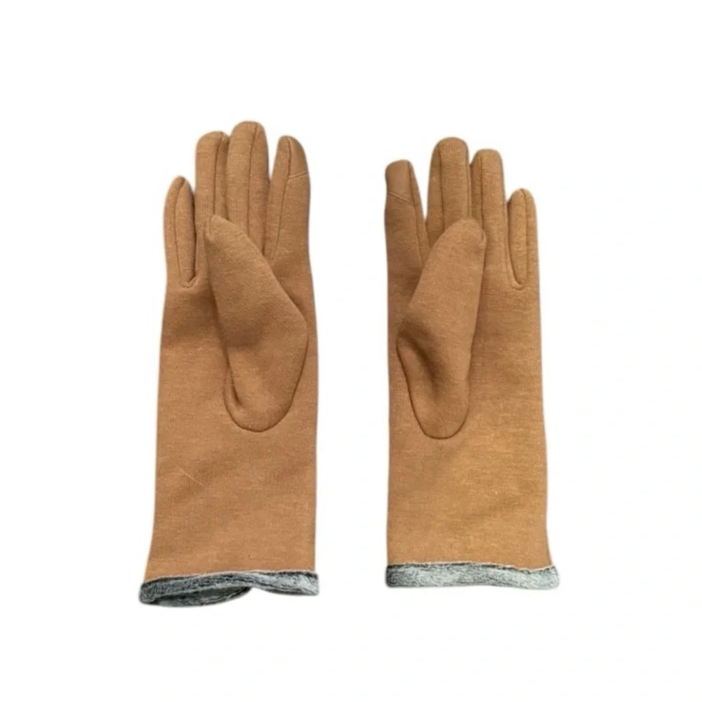 UGG Chestnut Brown Faux-Fur Trim Button Gloves